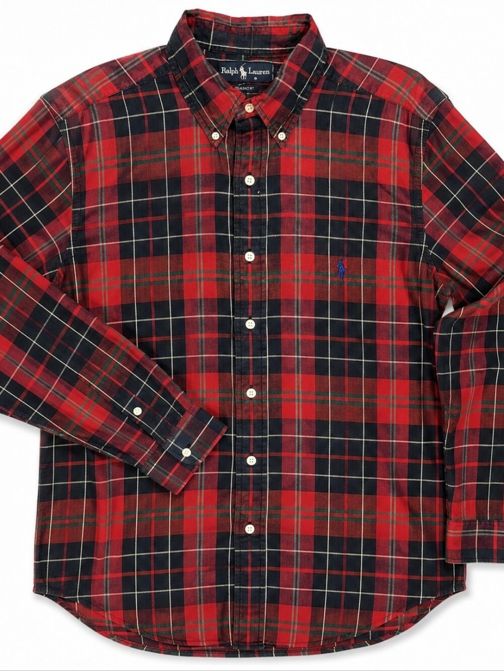 Ralph Lauren Blaire Shirt Mens L Red Blue White Plaid Button-Front Cotton Ls
